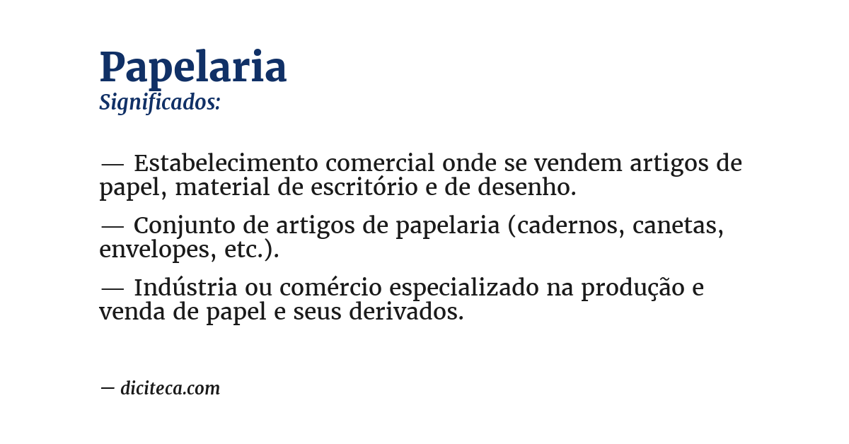 Significado de papelaria