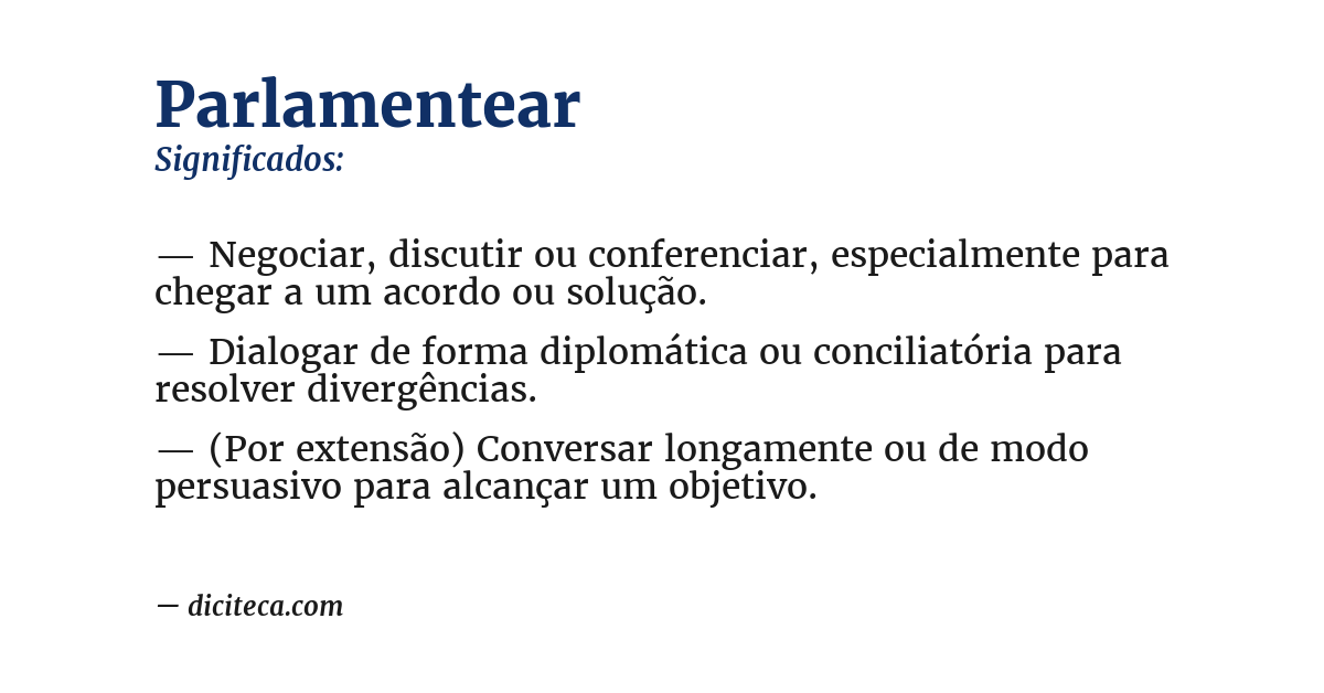 Significado de parlamentear
