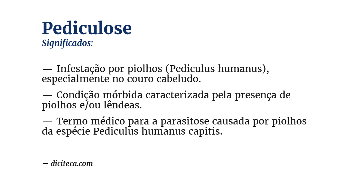 Significado de pediculose