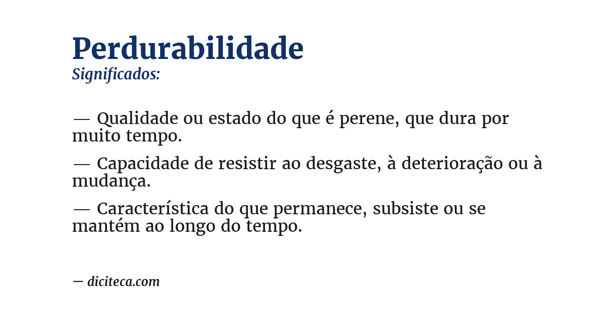 Significado de perdurabilidade