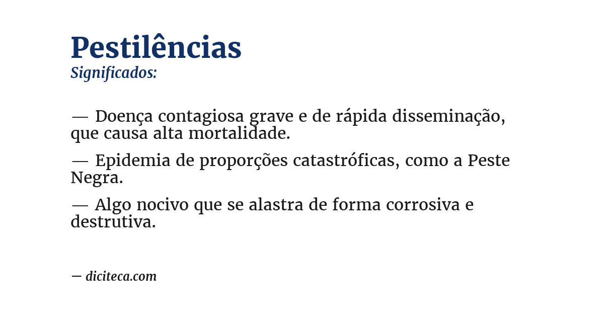 Significado de pestilências