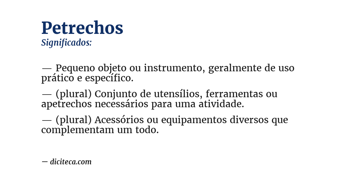 Significado de petrechos