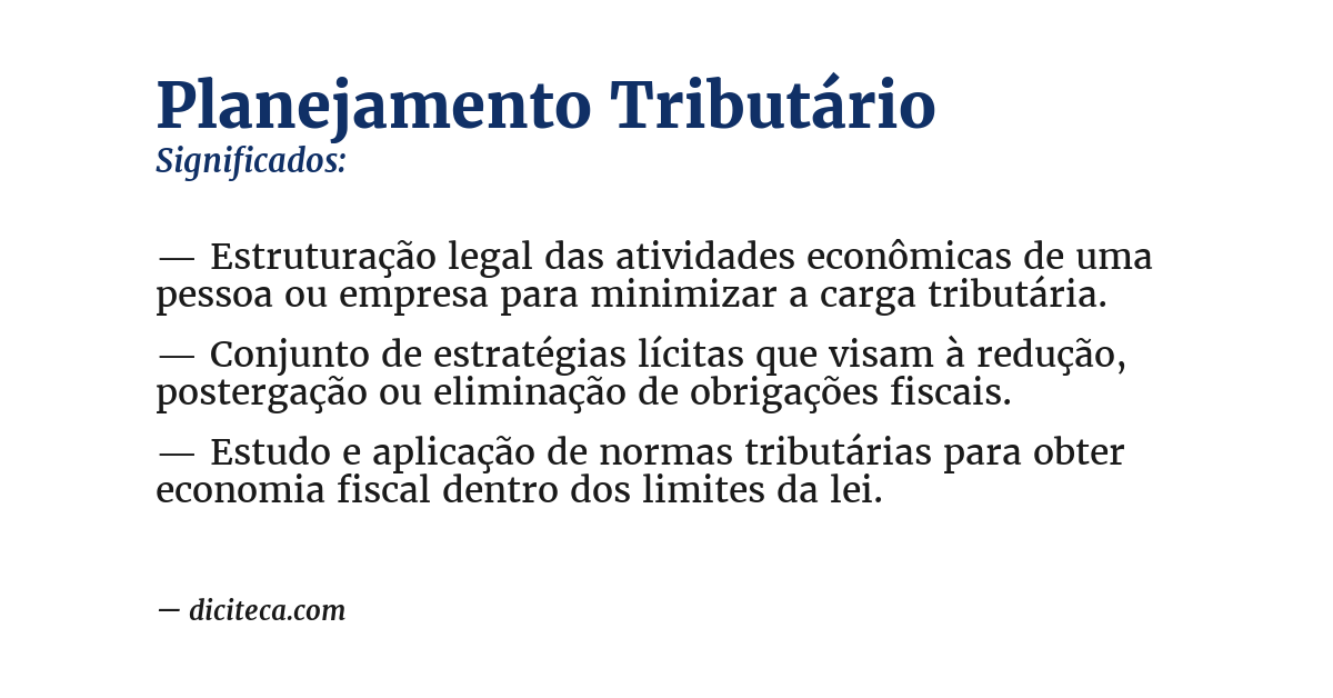 Significado de planejamento tributário