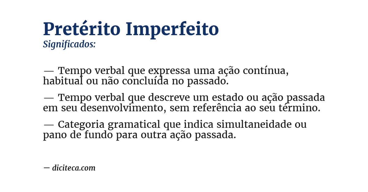 Significado de pretérito imperfeito