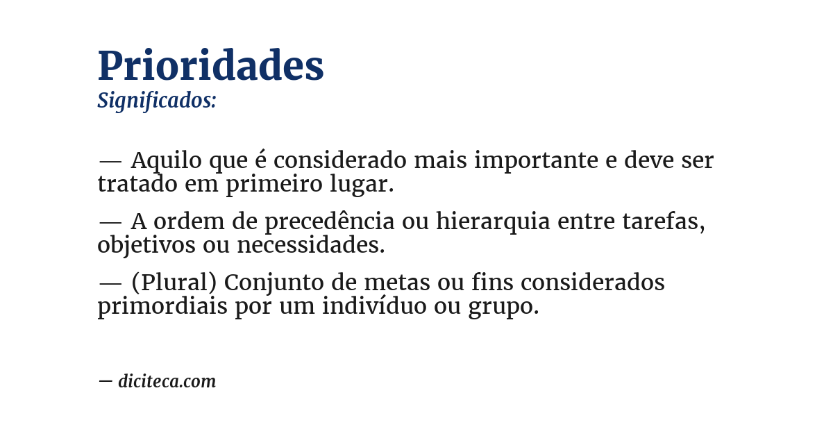 Significado de prioridades