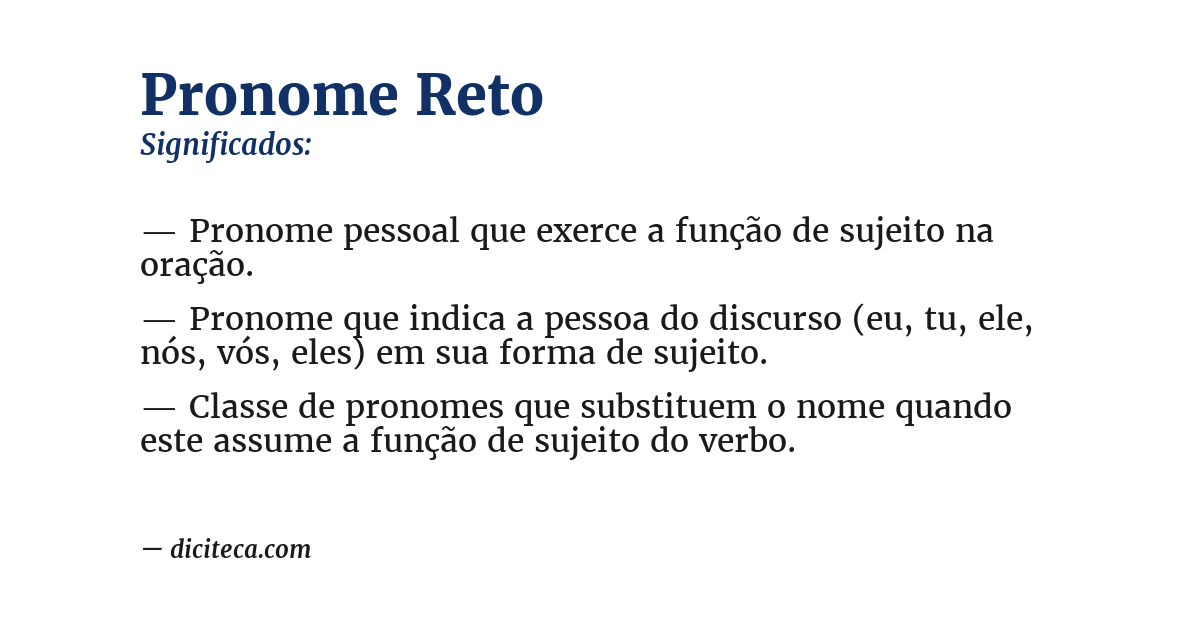 Significado de pronome reto