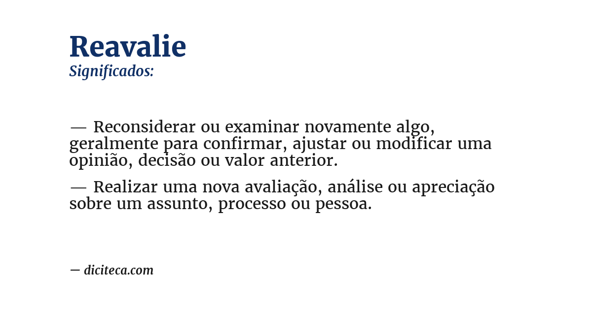 Significado de reavalie