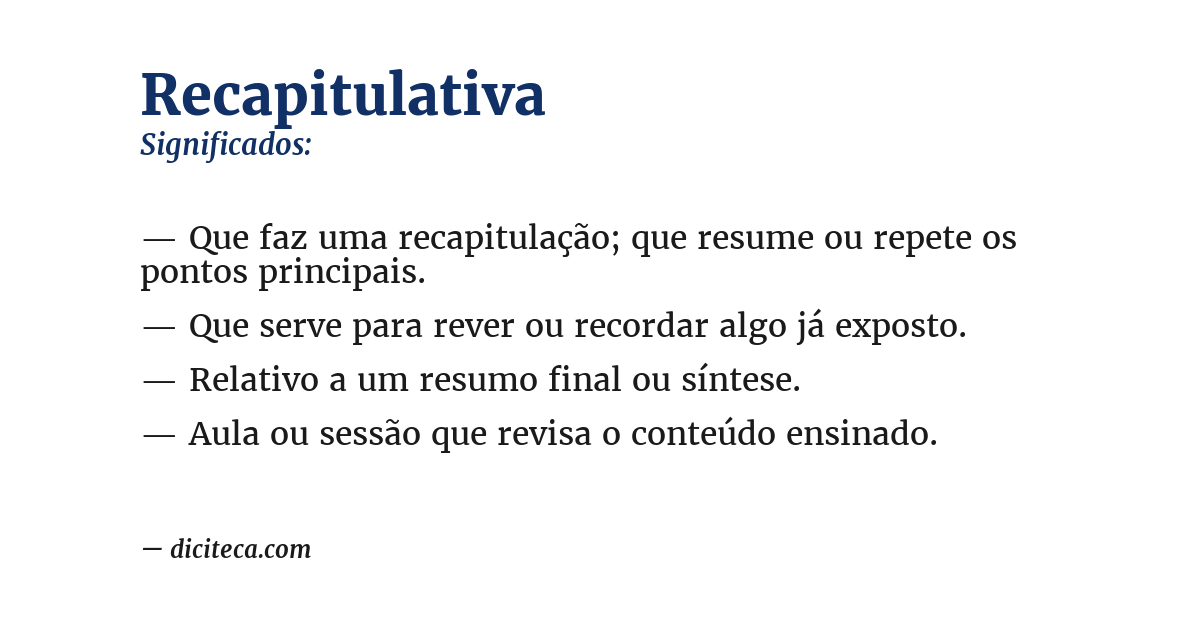 Significado de recapitulativa