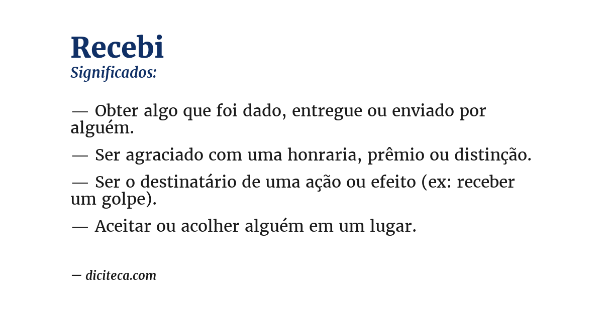 Significado de recebi