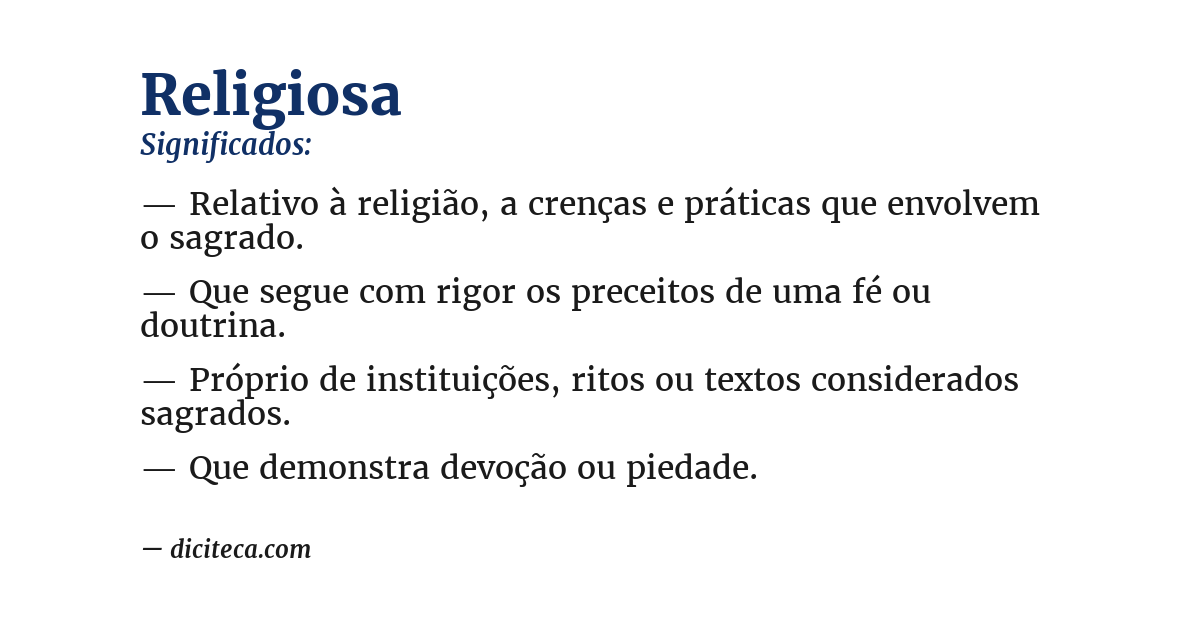Significado de religiosa
