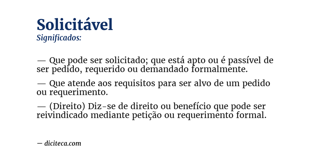 Significado de solicitável