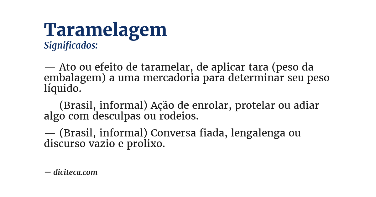 Significado de taramelagem