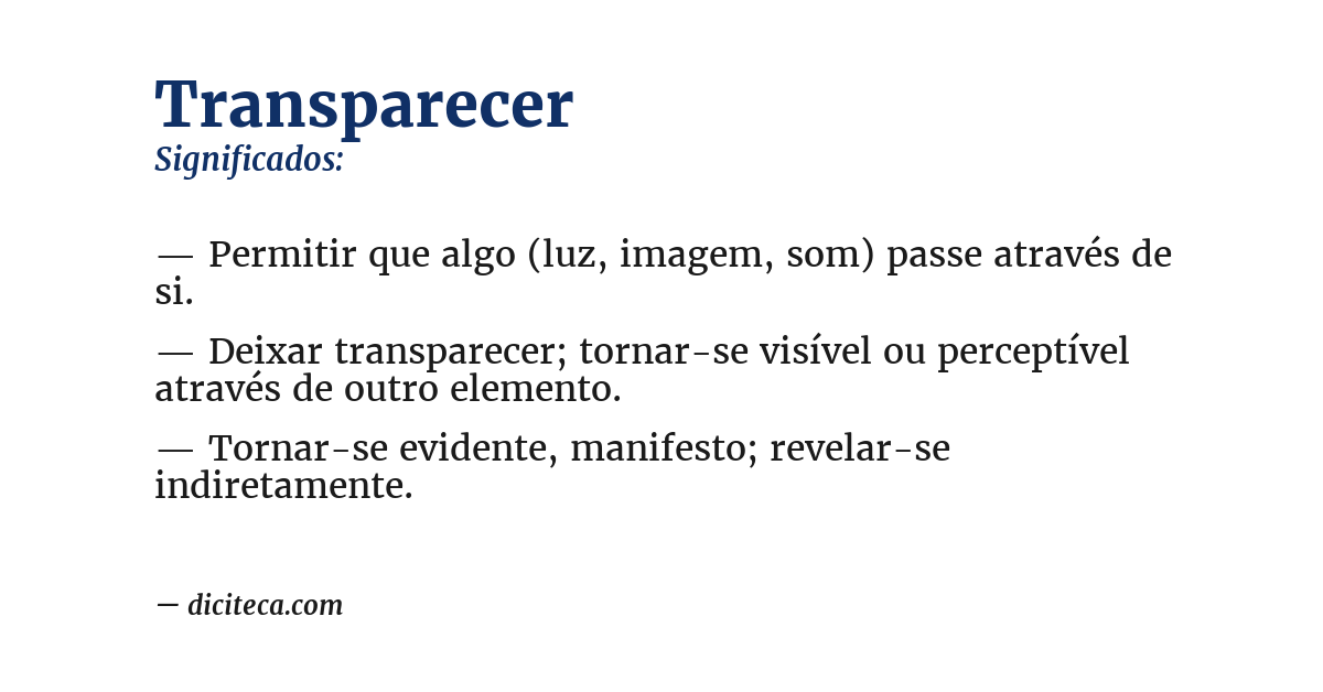 Significado de transparecer