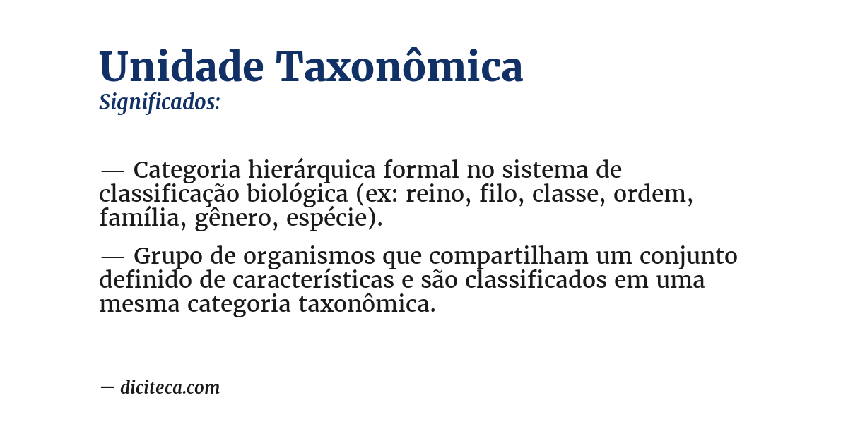Significado de unidade taxonômica
