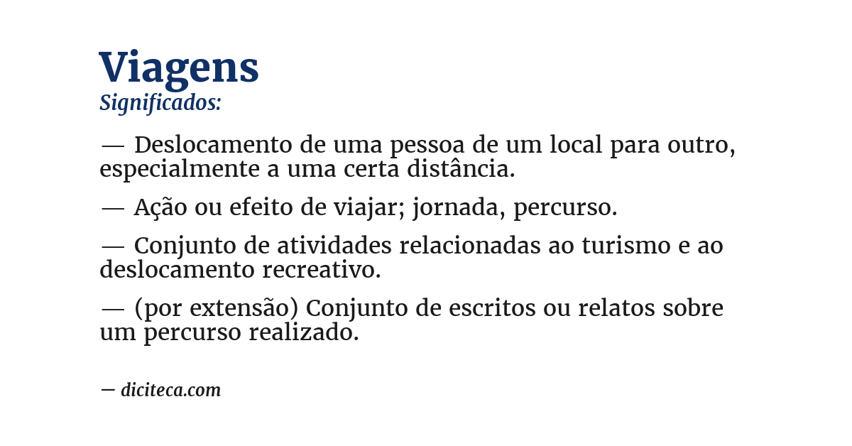 Significado de viagens