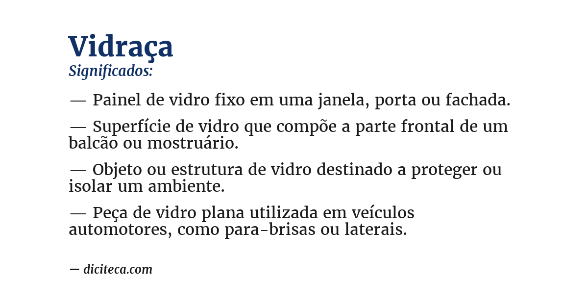 Significado de vidraça