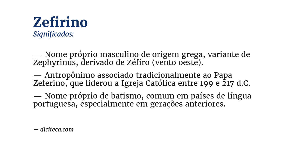 Significado de zefirino