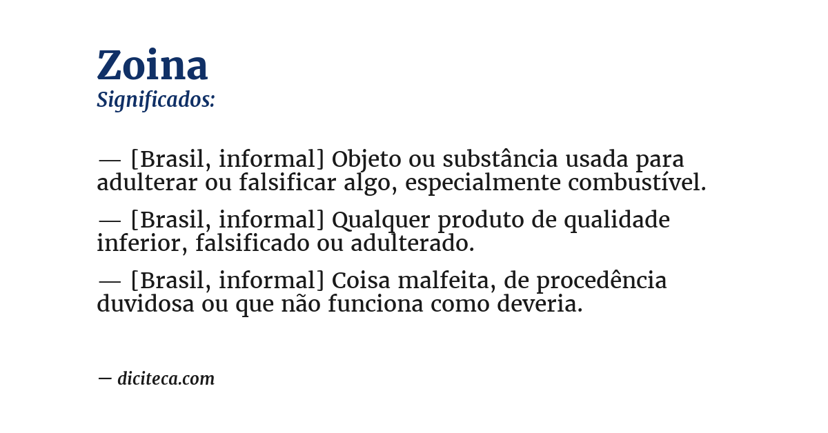 Significado de zoina