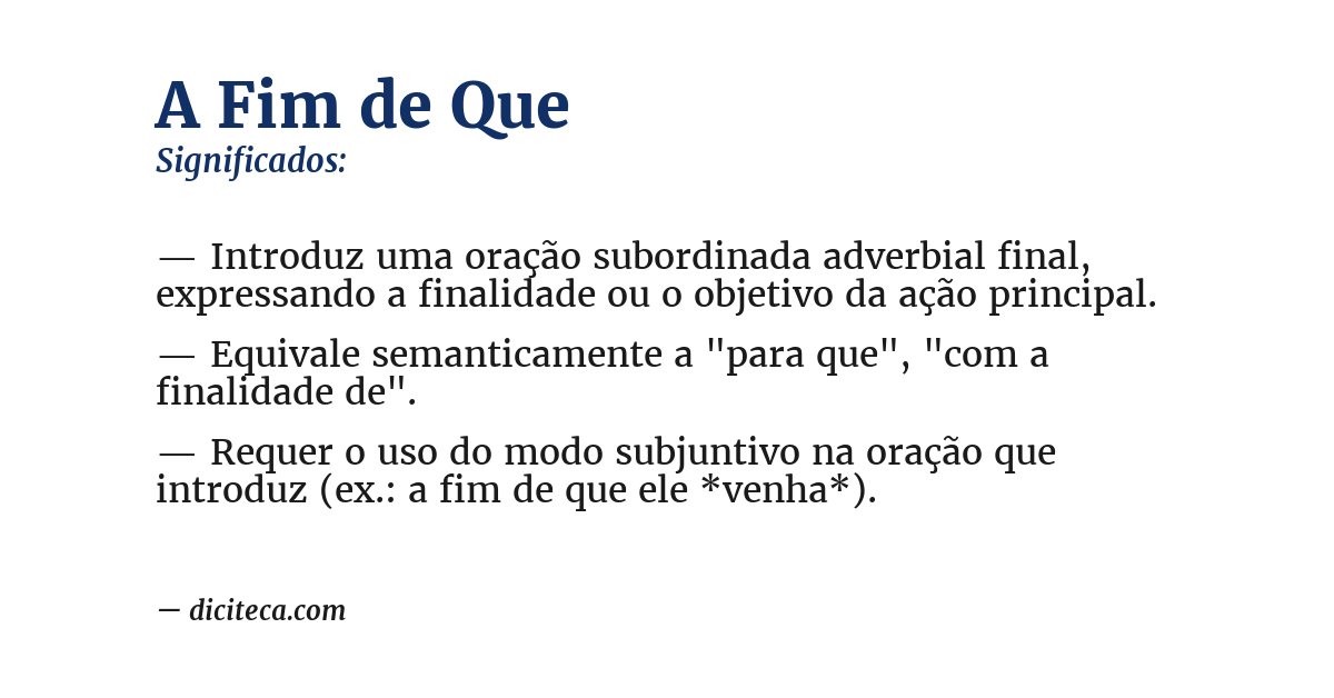 Significado de a fim de que