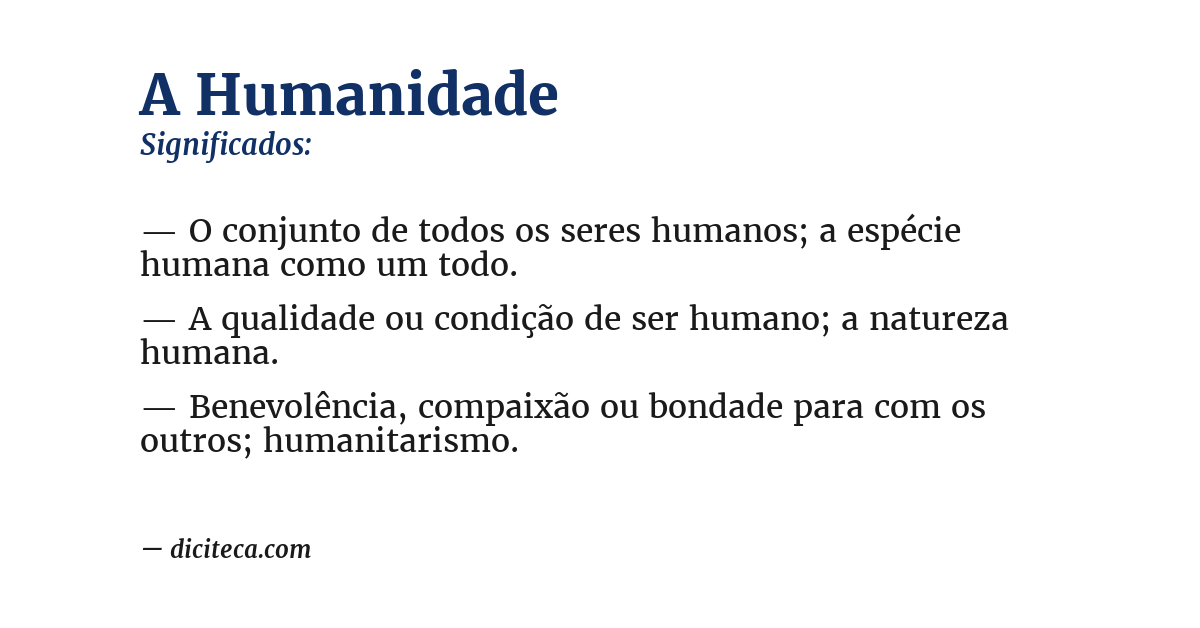 Significado de a humanidade