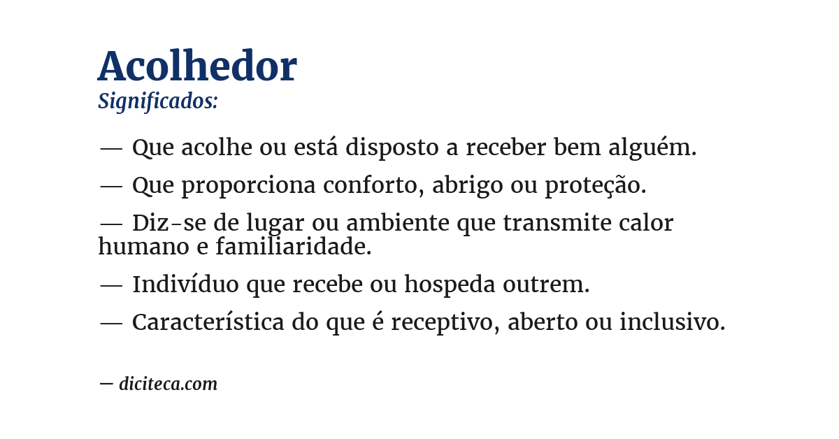 Significado de acolhedor