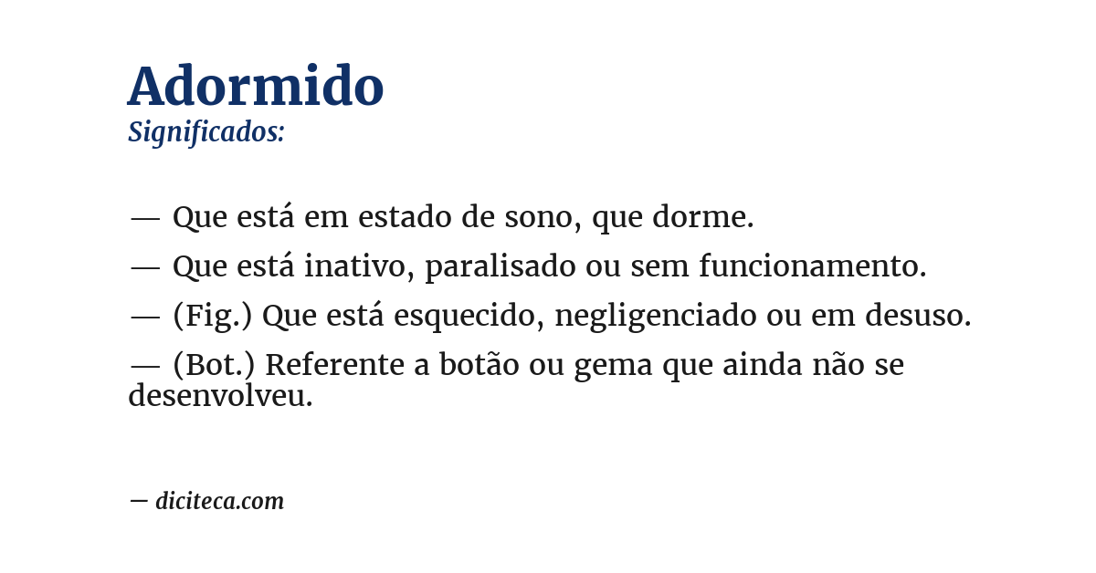 Significado de adormido