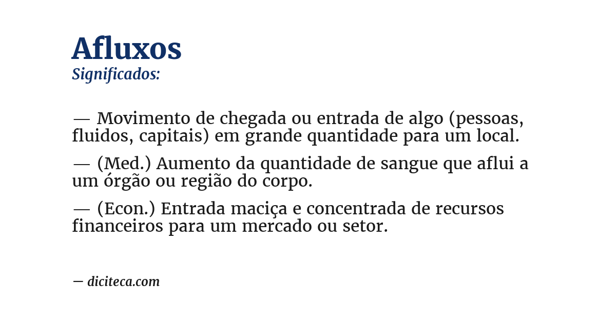 Significado de afluxos
