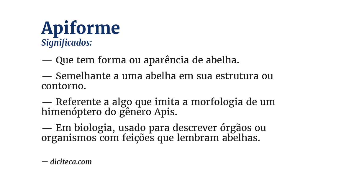 Significado de apiforme