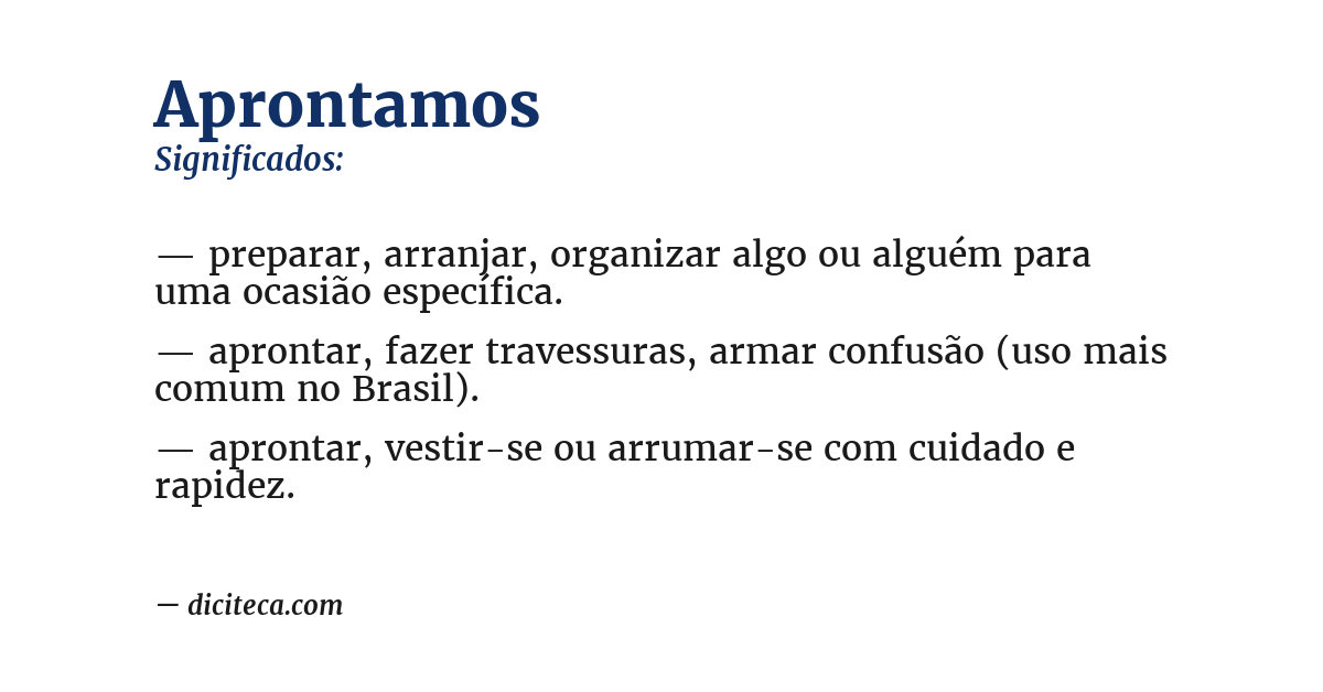 Significado de aprontamos