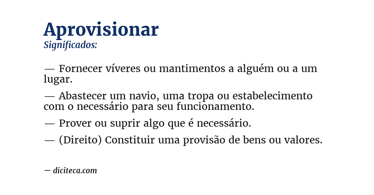 Significado de aprovisionar
