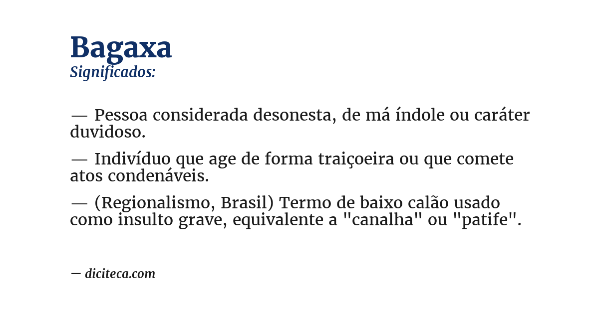 Significado de bagaxa
