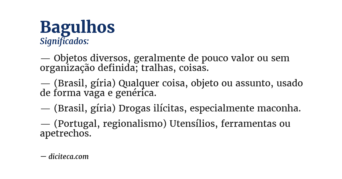 Significado de bagulhos