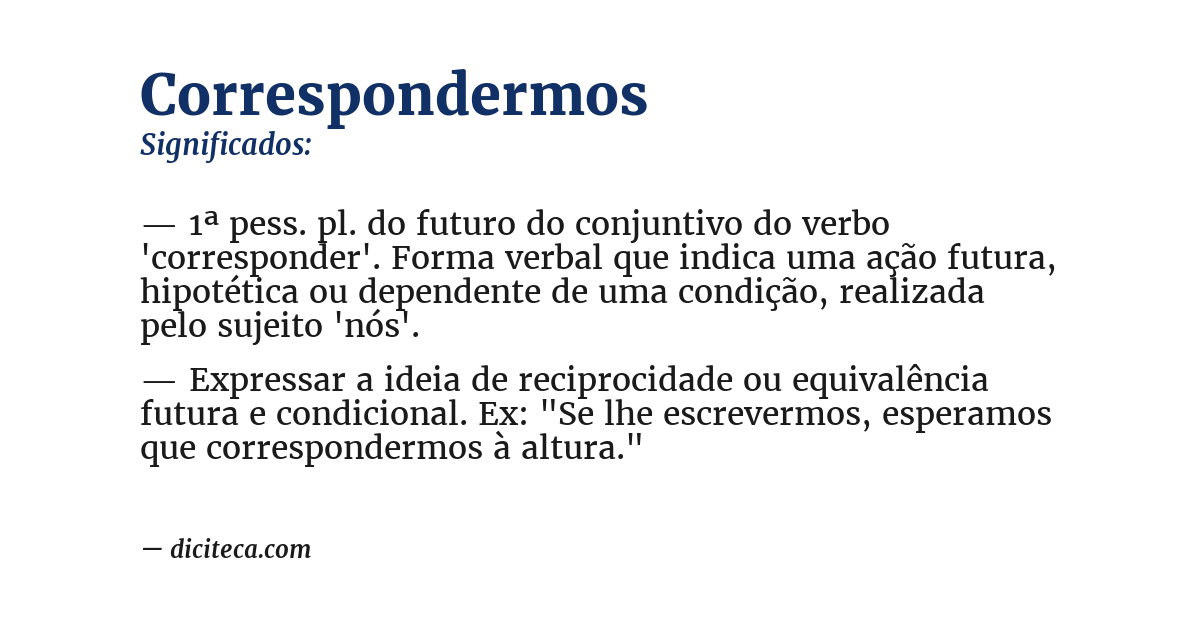 Significado de correspondermos