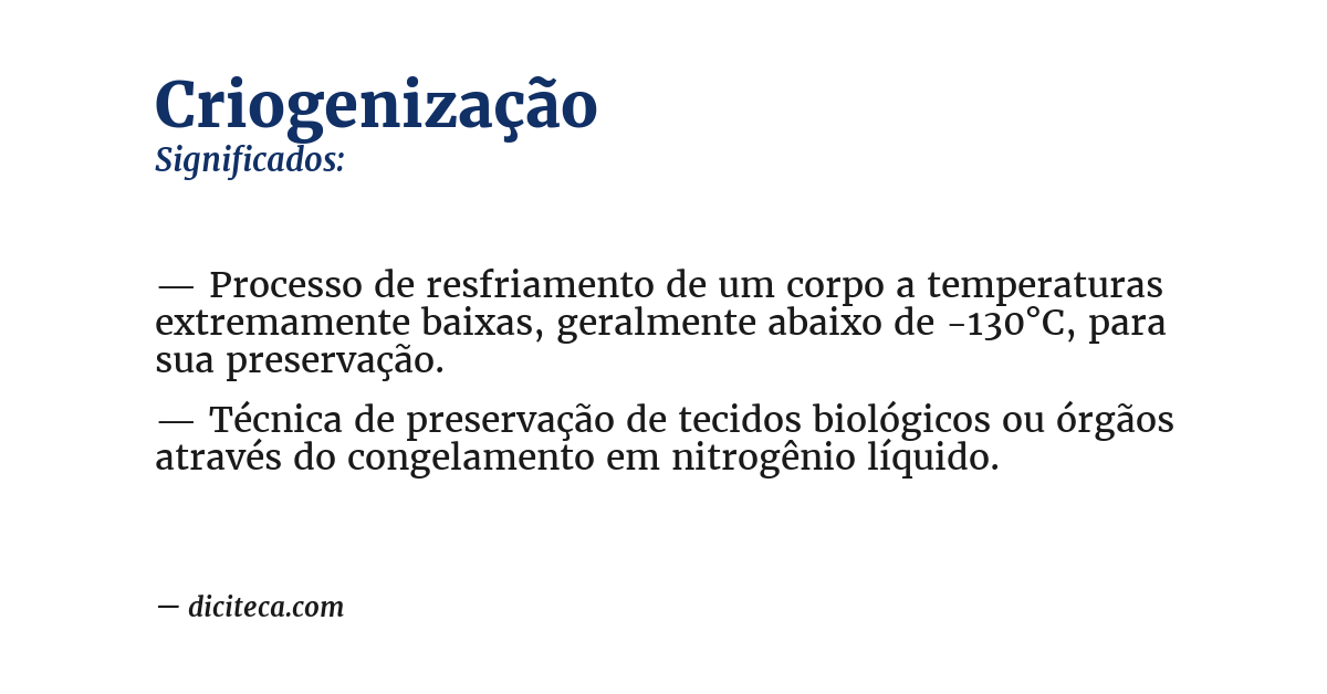 Significado de criogenização