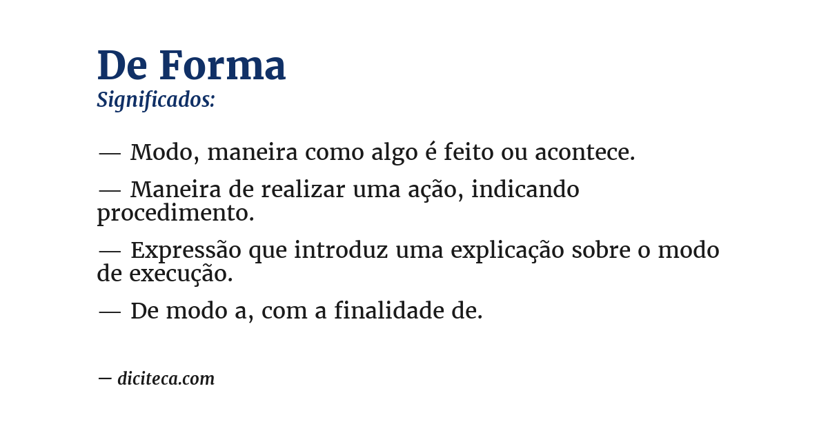 Significado de de forma