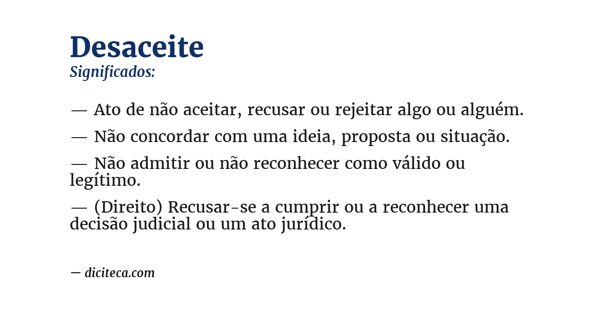 Significado de desaceite
