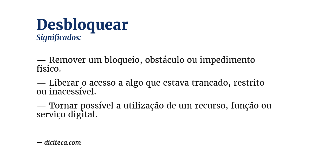 Significado de desbloquear
