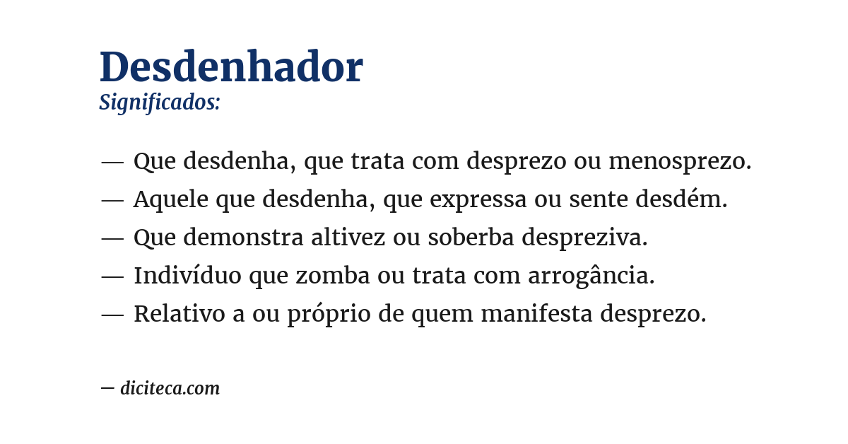 Significado de desdenhador