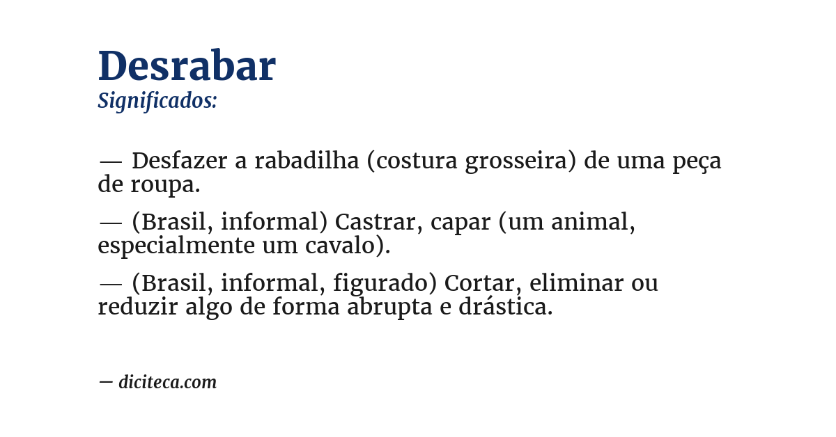 Significado de desrabar