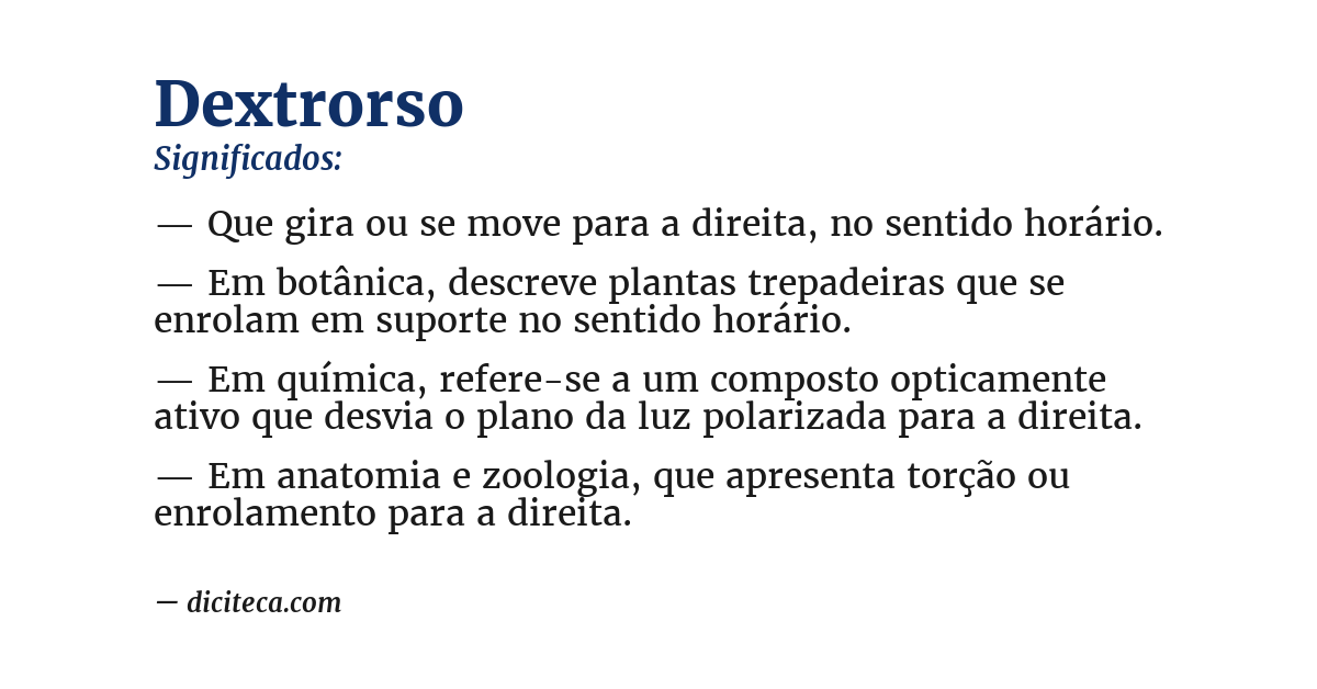 Significado de dextrorso