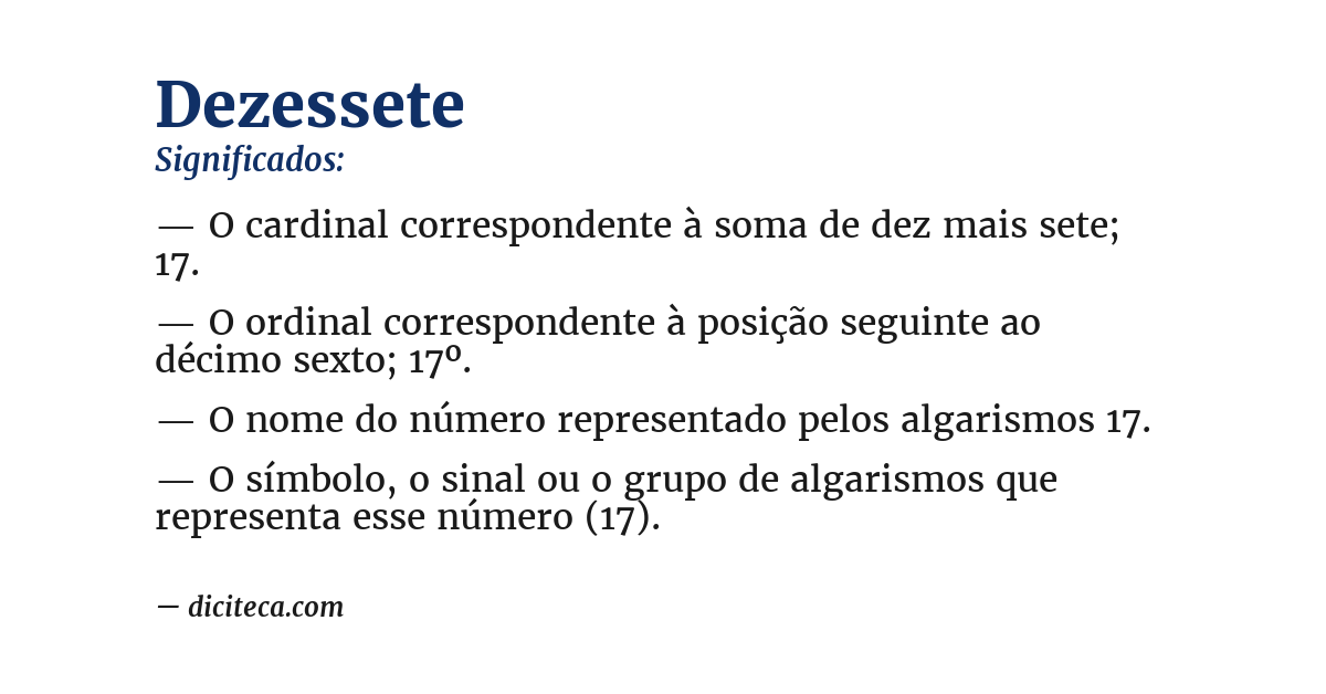 Significado de dezessete