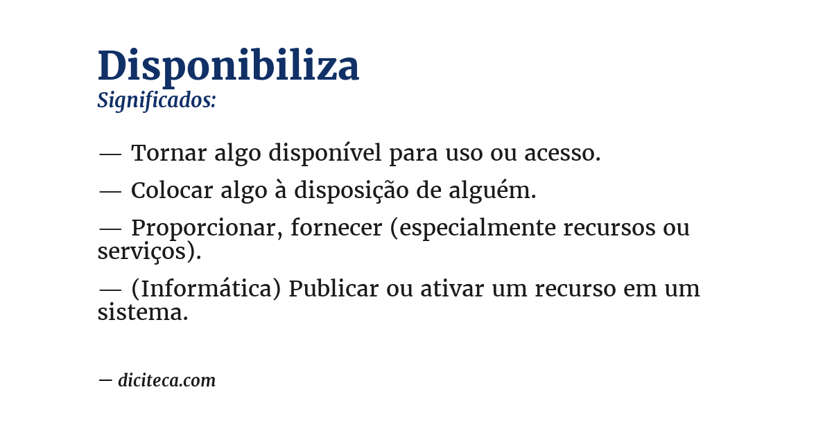 Significado de disponibiliza