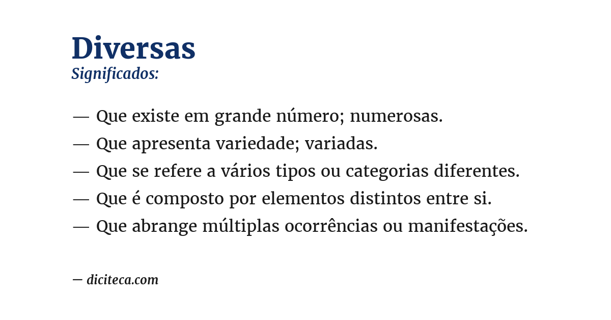Significado de diversas