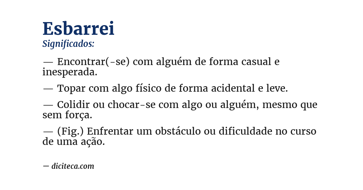 Significado de esbarrei