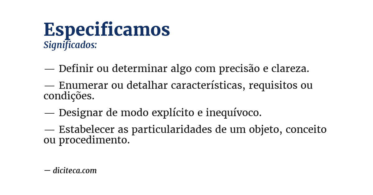 Significado de especificamos