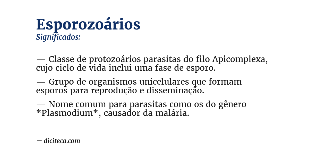 Significado de esporozoários