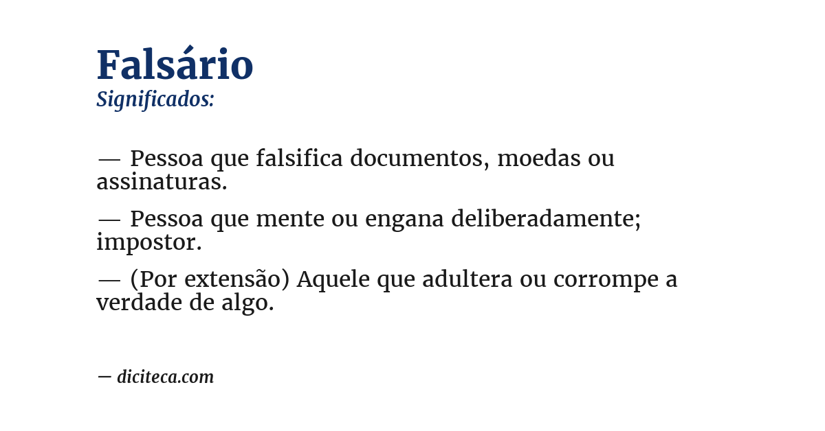 Significado de falsário