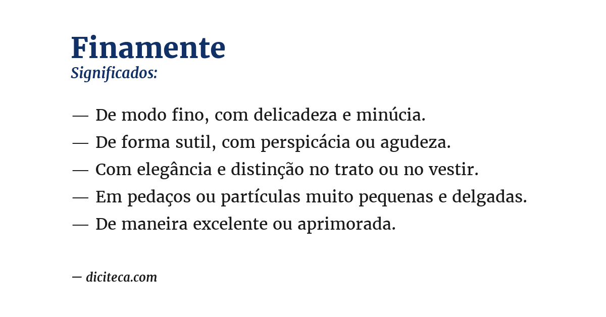 Significado de finamente