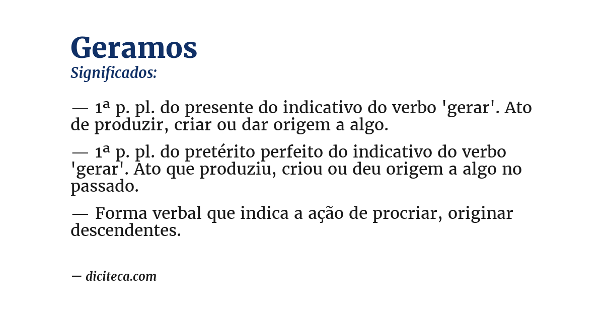 Significado de geramos