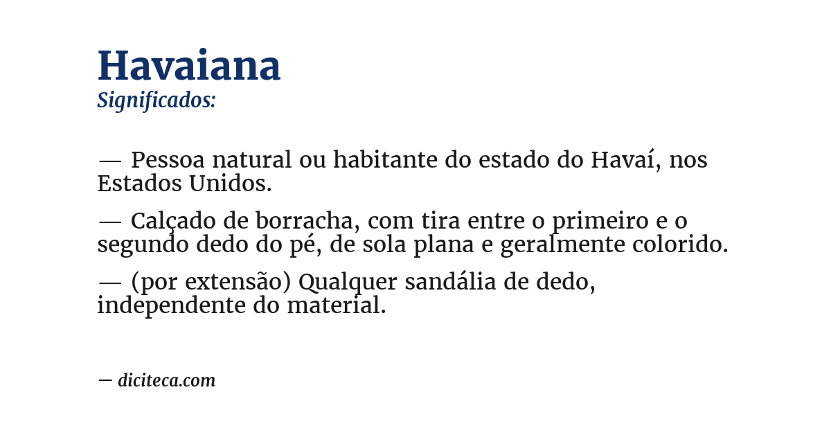 Significado de havaiana
